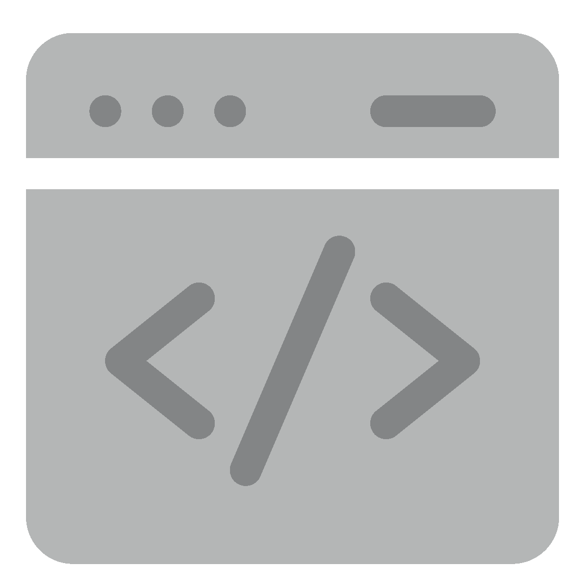 Rounded browser window icon with a large code symbol (< />) in the center, indicating code or development tools