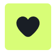 Heart icon on a bright lime-green rounded square; likely a favorite/like button.